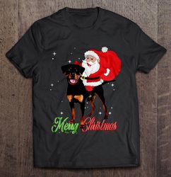Merry Christmas Santa Claus Riding Rottweiler TShirt