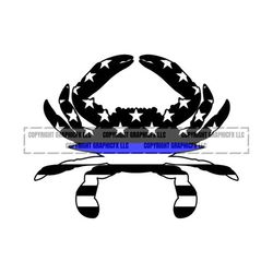 Thin Blue Line Maryland Crab USA Flag State Outline vector .eps, .dxf, .svg .png. Vinyl Cutter Ready, T-Shirt, CNC clipart graphic 2121