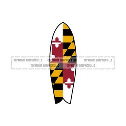 Maryland Flag Surfboard INSTANT DOWNLOAD vector .eps, .dxf, .svg .png. Vinyl Cutter Ready, T-Shirt, CNC clipart graphic 2023