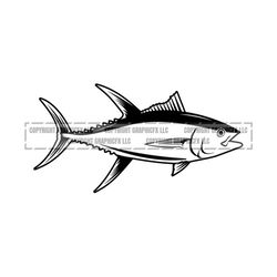 Yellow Fin Tuna Fish .eps, .svg, .dxf & 1 .png Vinyl Cutter Ready, T-Shirt, CNC clipart graphic 0952
