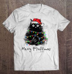 merry fluffmas black cat santa hat christmas gift top
