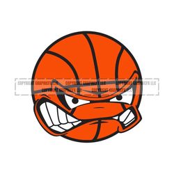 Angry Basketball INSTANT DOWNLOAD 1 vector .eps, svg, & a .png Vinyl Cutter Ready, T-Shirt, CNC clipart graphic 1174