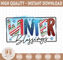 Christmas Printable Sublimation Graphic, Winter Blessings JPEG, Png files, Winter Holidays png, Christmas Png Sublimatio