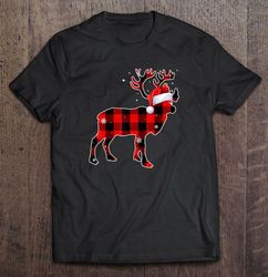 Moose Red Buffalo Plaid Christmas Tee T-Shirt