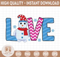 Love Snowman Snowflakes PNG, Christmas Xmas Winter Season Holiday Png Sublimation Digital Download