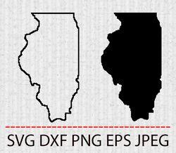 Illinois SVG,PNG,EPS Cameo Cricut Design Template Stencil Vinyl Decal Tshirt Transfer Iron on