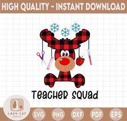 Teacher Squad Reindeer, Buffalo Plaid Moose PNG, Teacher Squad Moose, Teacher Christmas, Merry Christmas, Funny Christma