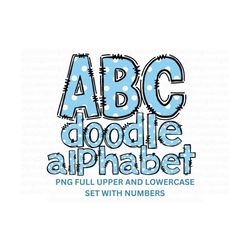 Light Blue Polka Dot Alphabet Letters, Polka Dot Alphabet Doodle, PNG Bundle Alphabet, Doodle Alpha Sets, Alphabet Doodle Sublimation PNG