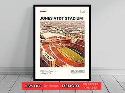 Jones AT&T Stadium Texas Tech Red Raiders Poster NCAA Stadium Poster Oil Painting Modern Art Travel