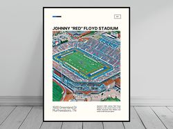 Johnny Red Floyd Stadium Middle Tennessee Blue Raiders Poster NCAA Stadium Poster Painting Modern Art Art
