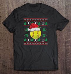 Softball Ball Santa Hat Christmas TShirt