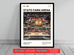 State Farm Arena Atlanta Hawks Poster NBA Art NBA Arena Poster Oil Painting Modern Art Travel Art