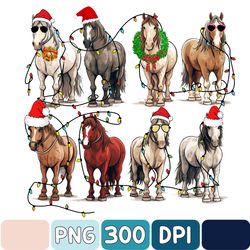 Horse Lover Animal Christmas Png, Christmas Farm Animals Png, Funny Horse Christmas Png, Horses In A Row Png, Xmas Gift