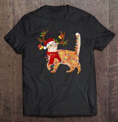 Santa Cat Reindeer Christmas Lights T-shirt