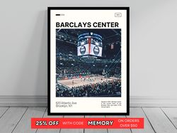 Barclays Center Print  Brooklyn Nets Poster  NBA Art  NBA Arena Poster   Oil Painting  Modern Art   Travel Art Print