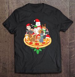 santa kitten cat pizza santa hat christmas t-shirt