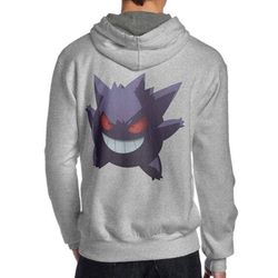 Men Cute Pokemon Gengar Back Print Hooded Sweatshirt Pullover