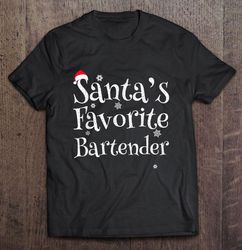 santas favorite bartender santa hat snowflakes christmas tshirt