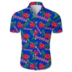 New York Rangers Hawaiian Shirt Floral Button Up Slim Fit Body