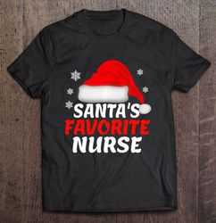 santas favorite nurse santa hat christmas t-shirt