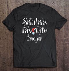santas favorite teacher santa hat christmas tshirt