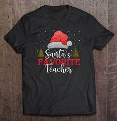 santas favorite teacher santa hat snowflakes christmas shirt