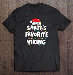 santas favorite viking santa hat christmas lights tshirt gift
