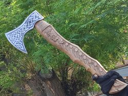 Custom Handmade Carbon Steel Viking Axe NORSE Axe Throwing Norse with Sheath