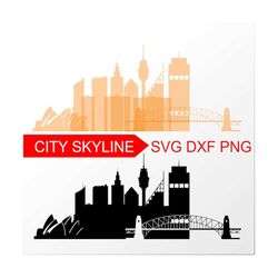 Sydney SVG, Australia Vector Skyline, Sydney graphic silhouette, Svg, Dxf, Eps, Ai, Cdr, Skyline Clipart Australia Cityscape clip art