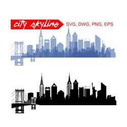 New York SVG, New York City Vector Skyline, New York City  silhouette, Svg, Dxf, Eps, Ai, Cdr, Skyline Clipart, New York clip art