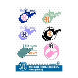 West Virginia SVG monograms, West Virginia State SVG, West Virginia Love, Monogram Frames for Vinyl Cutters, Cut file cricut silhouette