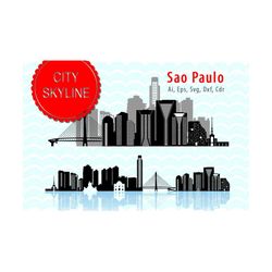 Sao Paulo vector skyline, Sao Paulo Svg, Brazil city silhouette, Sao Paulo illustration, Ai, Eps, Dxf, Cdr, Svg, clip art, cut file