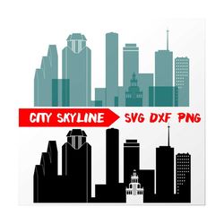 Houston Vector Skyline, Houston SVG, silhouette, Svg, Dxf, Eps, Ai, Cdr files. Design elements,  Silhouette clipart,  Houston clip art