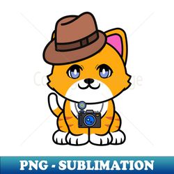Cute orange cat is holding a camera - Signature Sublimation PNG File - Unlock Vibrant Sublimation Designs