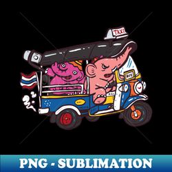 Elephant riding tuktuk - Vintage Sublimation PNG Download - Unleash Your Inner Rebellion