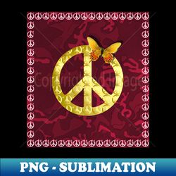 golden peace symbol butterfly 3d graphic - premium png sublimation file - capture imagination with every detail