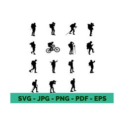 hike clipart hiking clipart hiking svg hiking bundle hiking silhouette svg woman hiking svg clipart Cricut Silhouette