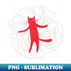 Red cat scratching some love hearts - Decorative Sublimation PNG File - Perfect for Sublimation Art
