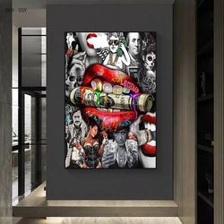 Famous Character Movie Star Pop Art Picture Red Lips Mouth Money Scarface Graffiti Canvas Posters Prints Street Fashion