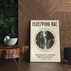 Fleetwood Mac Poster, Vintage 70's Music Poster, Fleetwood Mac Lyrics Art Print, Thunder Only Happens When It's Raining,