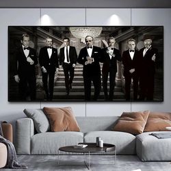 Godfather Poster Classic Movie Gangster Canvas Paintings Cool Black and White Wall Art Picture for Modern Home Living Ro
