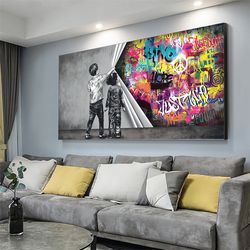Graffiti Child Uncovered Colorful Love Hope Canvas Bansky Painting Wall Art Picture For Living Room Decor Cuadros-4.jpg