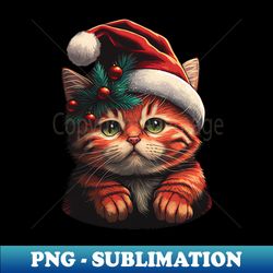 Cute Christmas Cat - Instant PNG Sublimation Download - Unlock Vibrant Sublimation Designs