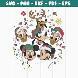 Retro Disney Christmas Lights Mickey Friends SVG Files