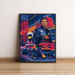 Max Verstappen Poster, Red Bull F1 Team, Formula 1 Poster, F1 Art Print, Wall Art, Canvas Wall Art, Verstappen Fan Gift,