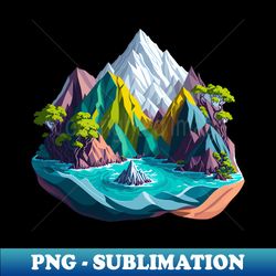 vibrant 3d mountains landscape - decorative sublimation png file - unlock vibrant sublimation designs