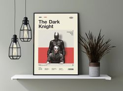 The Dark Knight Mid Century Modern Poster, Christopher Nolan Films, 2008 Movie Vintage Poster, The Dark Knight Poster.jp