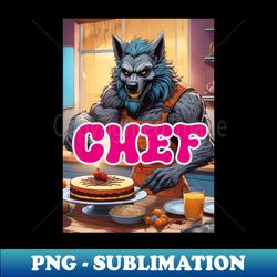 Scary werewolf is baking a cake - Unique Sublimation PNG Download - Bring Your Designs to Life