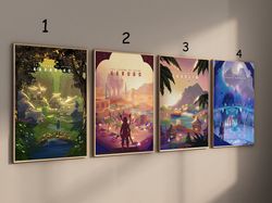 The Legend of Zelda Poster, Kakariko Poster, Gerudo Poster, Lurelin Poster, Zora's Domain Poster, Travel Poster, Game Po