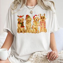 golden retriever christmas dogs sweatshirt, christmas lights dog, christmas gifts